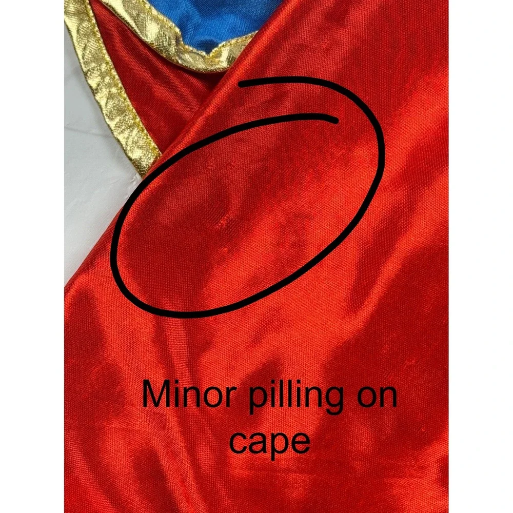 DC Comics Supergirl Costume Dress with Cape Kids Medium Blue Red Gold Tulle